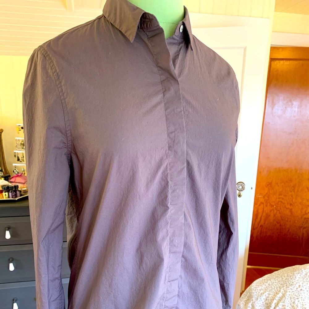 Everlane gray button down with hidden placket